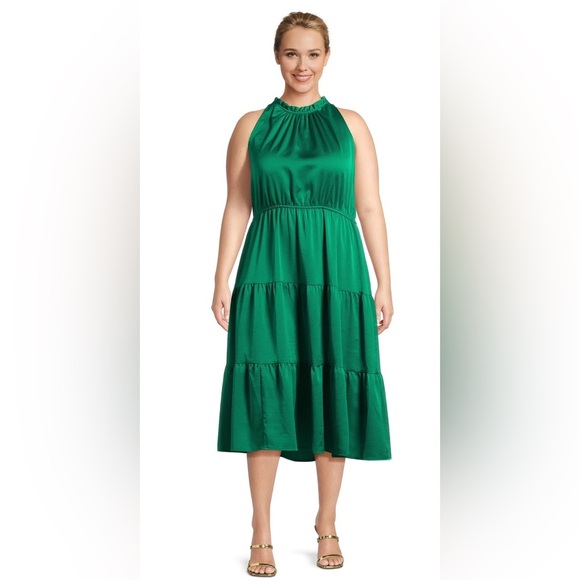 Nine.Eight Womens and Womens Plus Satin Halter Midi Dress, Sizes 3X - Picture 1 of 10